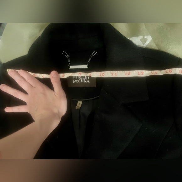 Black Badgley Mischka Full-Length Wool Coat - Picture 5 of 7